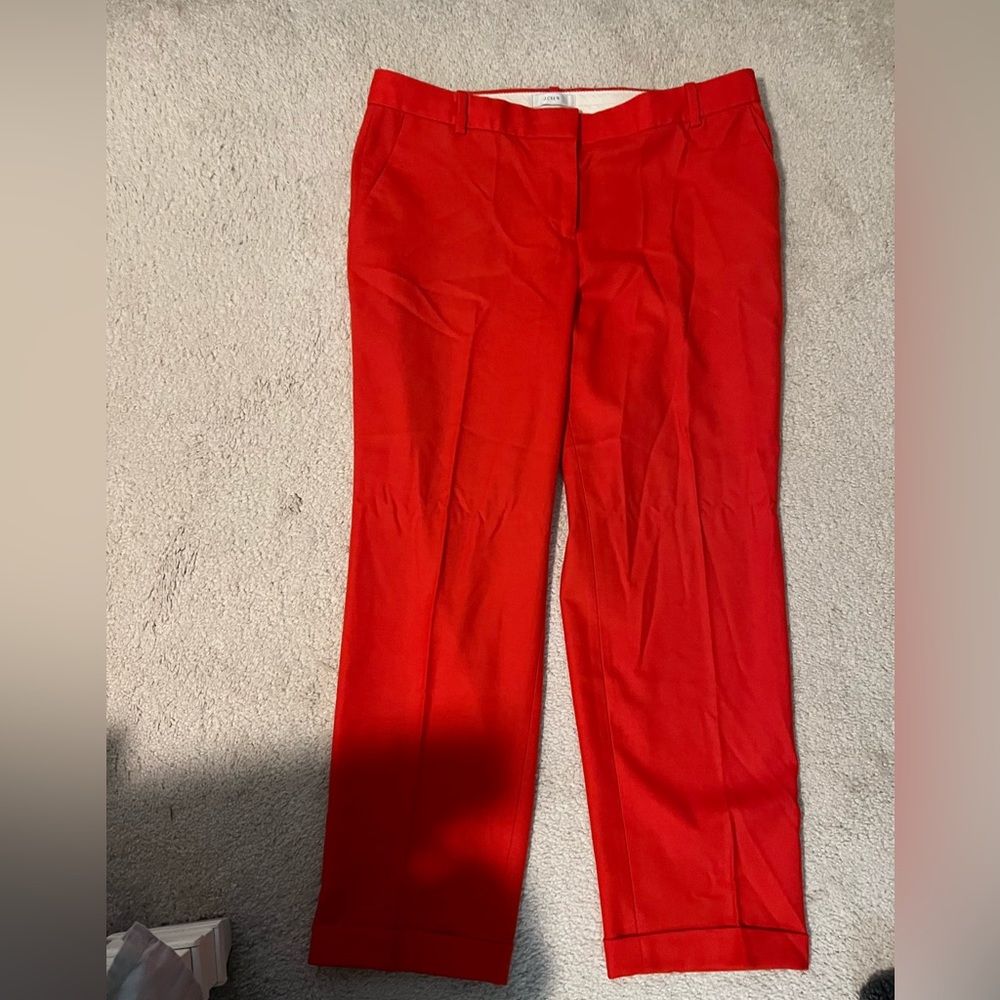 J Crew cafe capri in orange/red